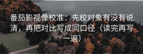 番茄影视像校准：先校对象有没有说清，再把对比写成同口径（读完再写一遍）